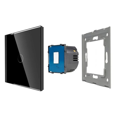 Włącznik światła pojedynczy dotykowy z podświetleniem SZKŁO - czarny