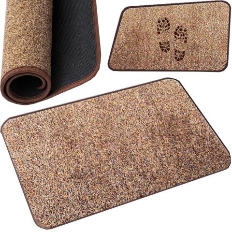 Wycieraczka do butów mata pod drzwi antypoślizgowa 70 x 45 cm - brązowa