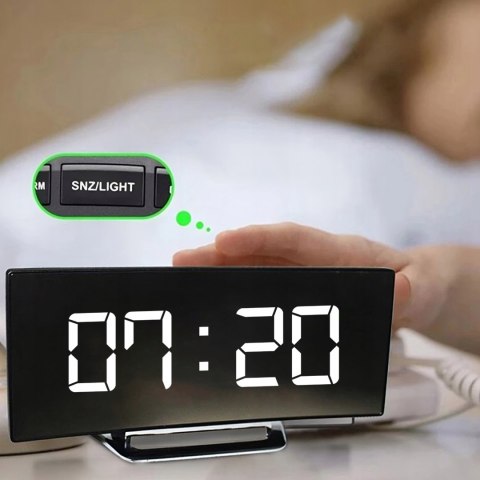 Zegarek budzik elektroniczny z termometrem datą lustro LED