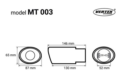 Końcówka tłumika wydechu stal nierdzewna mt 003 chrom amio-01303
