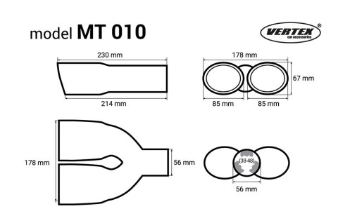 Końcówka tłumika wydechu stal nierdzewna mt 010 chrom amio-01310