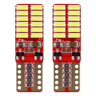 Żarówki led canbus 24smd 4014 t10e w5w white 12v 24v amio-01287