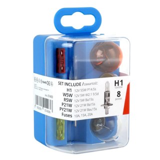 Zestaw żarówek i bezpieczników zasobnik 8 szt h1 amio-01493