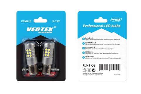 Żarówki led canbus 3030 24smd 1157 bay15d p21/5w white 12v 24v amio-01438