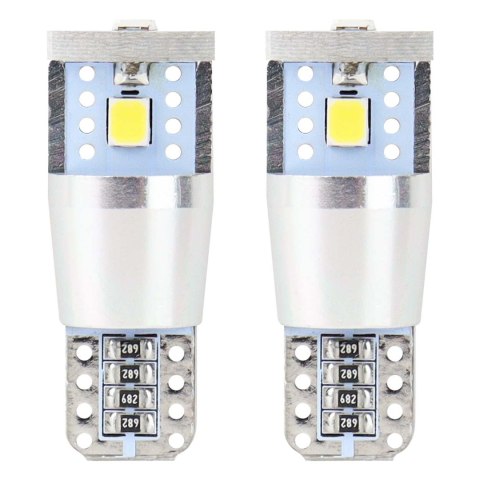 Żarówki led canbus 3smd 2835 t10e w5w alu white 12v 24v amio-01637