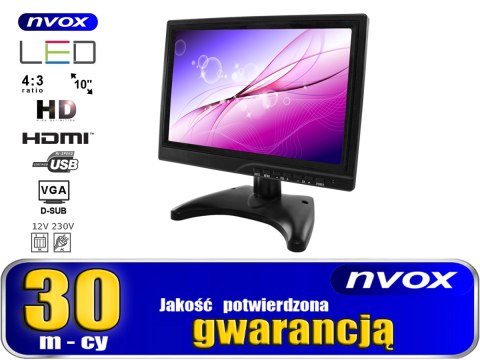 Monitor led hd 10cali hdmi vga usb av bnc 12v 230v
