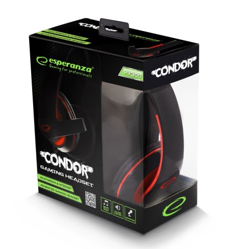 EGH300R Esperanza słuchawki z mikrofonem gaming condor czerwone