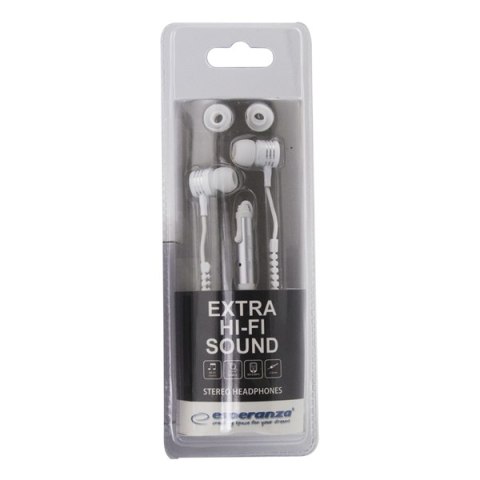 EH161W Esperanza słuchawki douszne z mikrofonem zipper białe