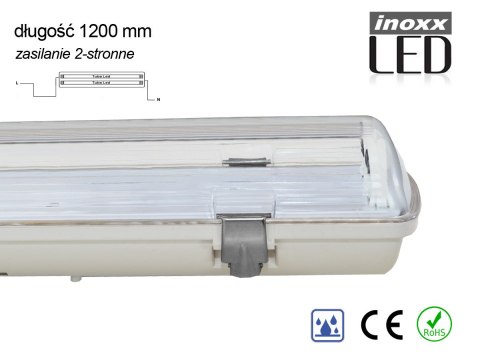 Oprawa hermetyczna przemysłowa ip65 led 2x120cm t8 g13 dwustronnie zasilana