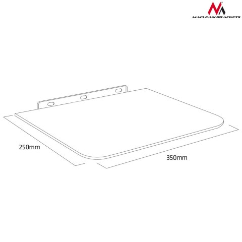 Półka pod DVD Maclean, pojedyncza, max. 10kg, szklana, MC-738