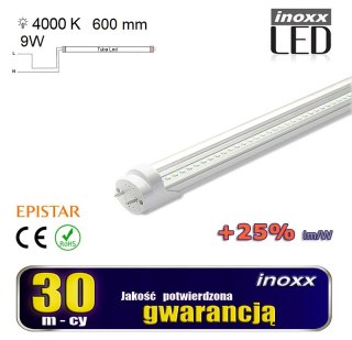 Świetlówka led 60cm 9w t8 4000k g13 neutralna przezroczysta jednostronna