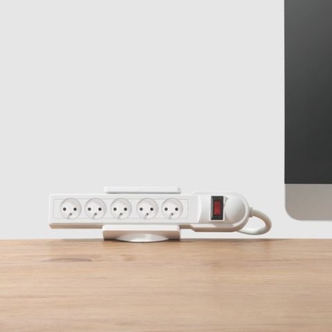 Uchwyt biurkowy na listwę zasilającą Maclean, biały, MC-808