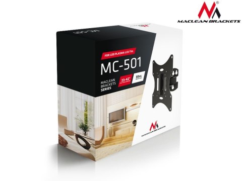 Uchwyt do telewizora lub monitora Maclean, uniwersalny, max VESA 200x200, 23-50", 30kg, czarny, MC-501A B