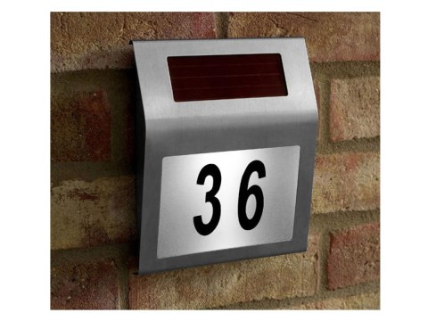 Lampa solarna led z podświetlanym numerem domu