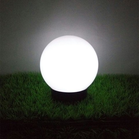 Solarna lampa wolnostojąca ogrodowa GreenBlue, kula 15x15x48cm, bialy LED, GB121