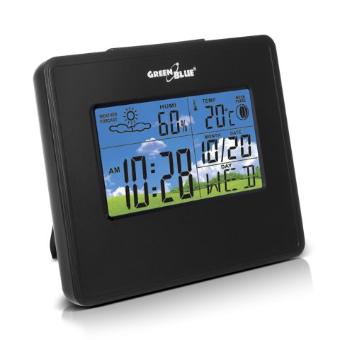 Stacja pogody zegar kalendarz fazy księżyca GreenBlue GB148B black