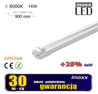 Świetlówka led 90cm 14w t8 6000k g13 zimna przezroczysta
