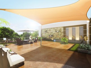 Żagiel ogrodowy zacieniacz UV GreenBlue, poliester, 4m kwadrat, kremowy, hydrofobowa powierzchnia, GB504