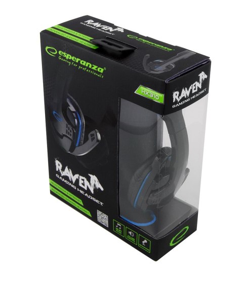 EGH310B Esperanza słuchawki z mikrofonem gaming raven niebieskie