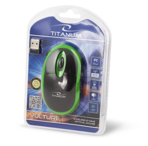 TM116G Titanum mysz bezprz. 2.4ghz 3d opt. usb vulture czarno-zielona
