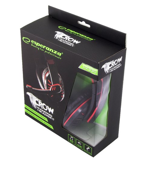 EGH330R Esperanza słuchawki z mikrofonem gaming crow czerwone