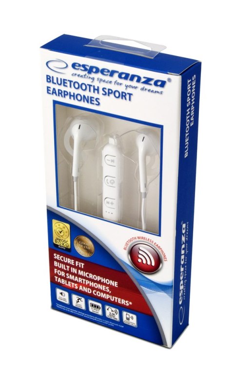 EH187W Esperanza słuchawki douszne bluetooth sportowe białe