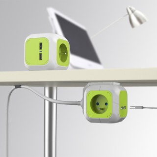 MagicCube poczwórne gniazdko prądowe GreenBlue, 2 wejścia USB, 1,4m, GB118