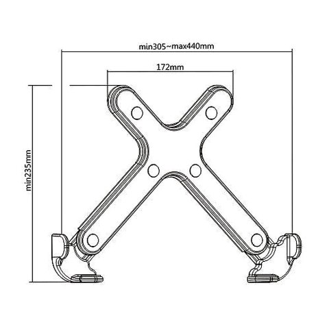 Regulowany uchwyt do laptopa kompatybilny z uchwytami biurkowymi Maclean, do pracy stojąco siedzącej, 11"-17", MC-836