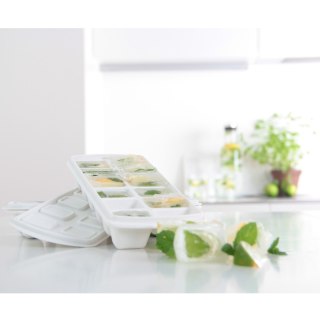 Tacka na kostki lodu z pokrywką Plast Team biała