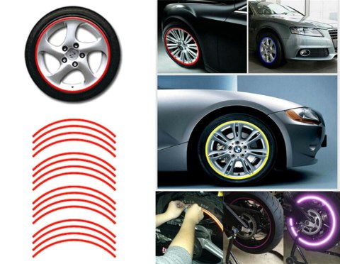 AG555B Naklejki odblaskowe na koła red