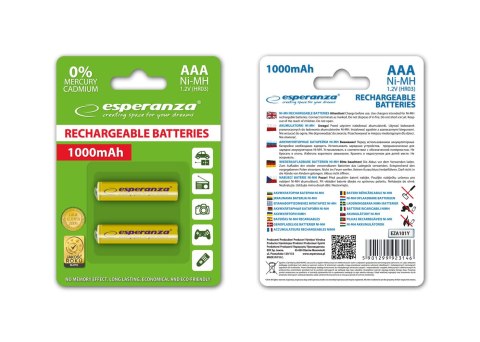 EZA101Y Esperanza akumulatorki ni-mh aaa 1000mah 2szt.żółte