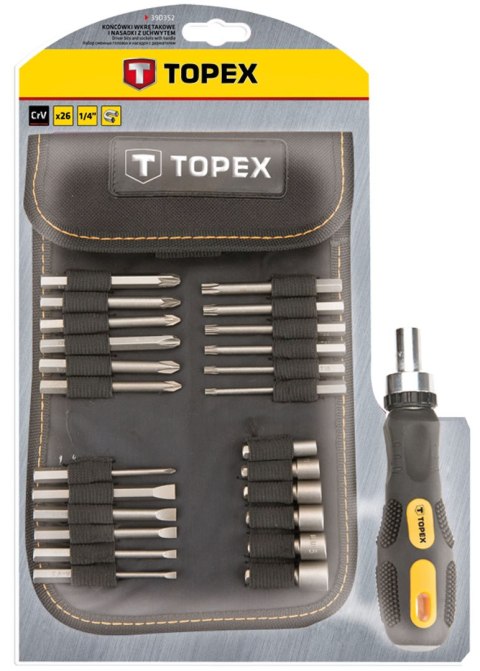 Końcówki wkrętakowe i nasadki z uchwytem, zestaw 26 szt.