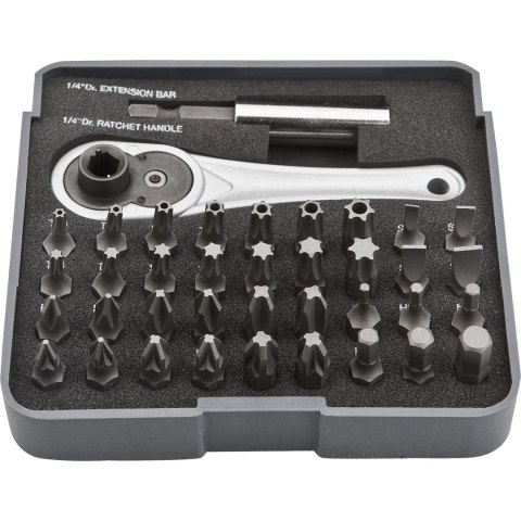 Końcówki wkrętakowe z uchwytem, zestaw 38 szt.