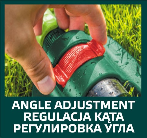 Zraszacz oscylacyjny, powierzchnia zraszania 13 x 18 m, 16 dyszy zraszających, igła do udrażniania dysz