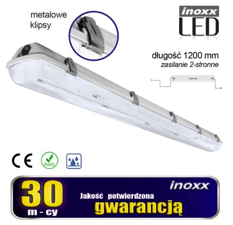 Oprawa hermetyczna przemysłowa ip65 led 1x120cm t8 g13 dwustronnie zasilana