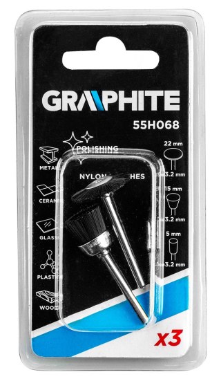 Szczotki nylonowe pędzelkowa, kielichowa, talerzowa, kpl. 3 szt.