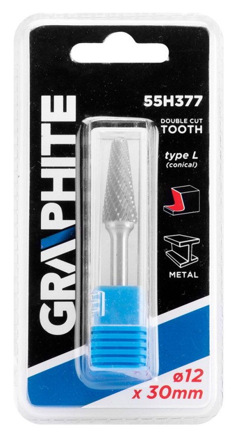 Frez do metalu HM, typ L (stożkowy), 12 x 30 mm, trzpień 6 x 45 mm