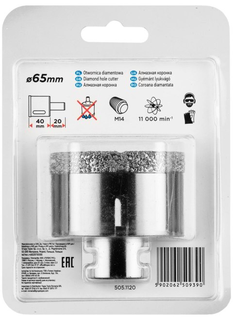 Otwornica diamentowa 65 mm x M14