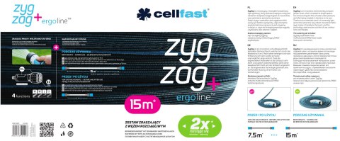 Zestaw z wężem rozciągliwym 7,5m Cellfast ZygZag