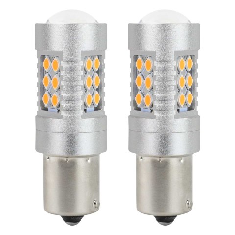 Żarówki led canbus bau15s py21w pomarańczowa amber 12v 24v amio-02580