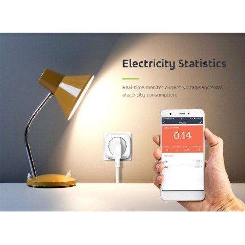Zdalnie sterowane gniazdko WiFi GreenBlue, Android/iOS/Alexa/Google Home, zuż. energii, timer, max 3680W, typ E, GB720 E
