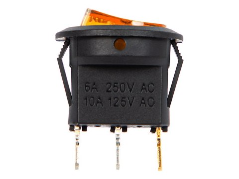 0126# Przełącznik podświetlany okrągły 230v żół/pom