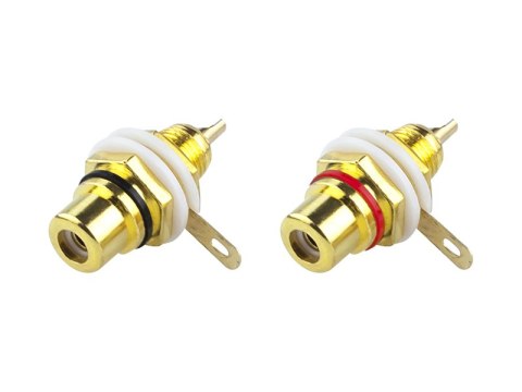 1809# Gniazdo rca montażowe złote duże (czarny+czerwony)