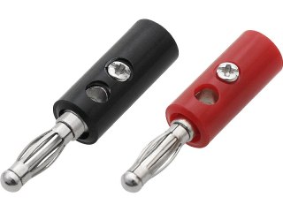 4049# Wtyk banan plastik skręcany ze śrubą czerwony+czarny