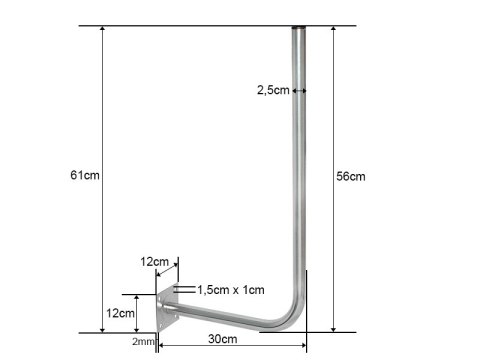 76-900# Uchwyt ścienny gięty anteny siatkowej l300/550mm