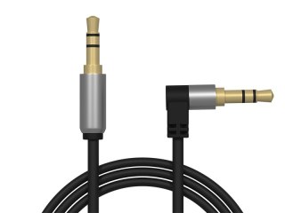 91-220# Przyłącze wtyk 3,5st-wtyk 3,5st 1m kątowy metal aux blister