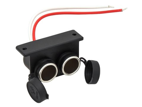 97-876# Gniazdo zapalniczki samochodowej 2xhermetyczna12/24v montaż na płaskiej powierzchni