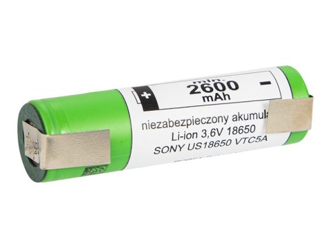 85-598# Akumulator 18650 li-ion 2szt 2600mah blaszki 3,6v sony/murata + box