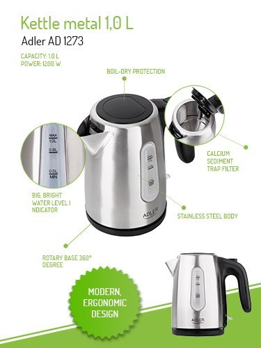 AD 1273 Czajnik metalowy 1,0 l
