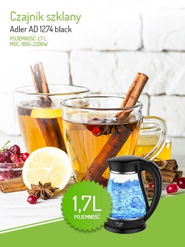 AD 1274 black Czajnik szklany 1,7l